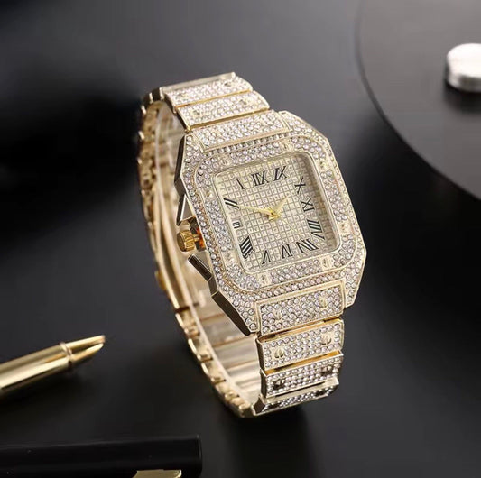 Iced Out Silver Watch