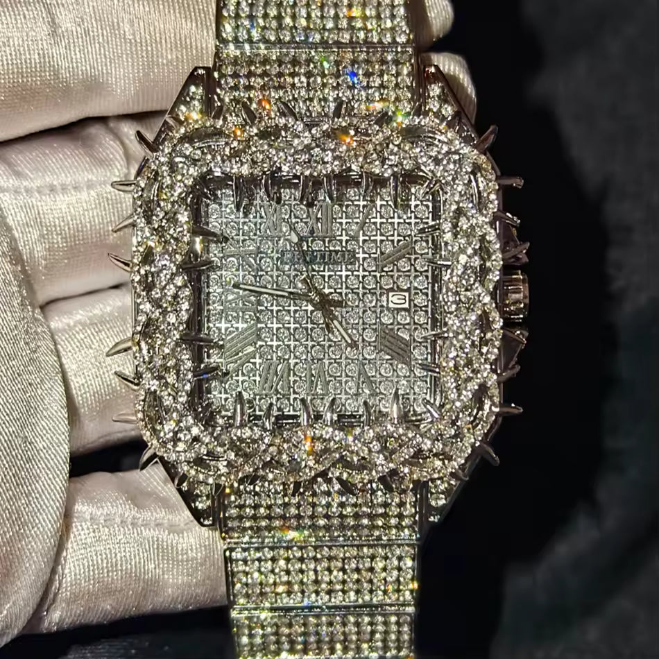 Spiked Face Iced Out Watch