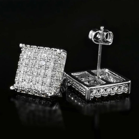 Iced Out Square Earrings
