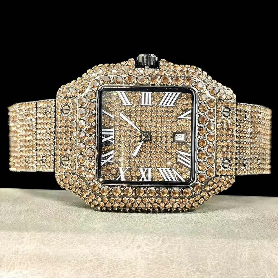 Iced Out Square Face Watch – Thick Bezel