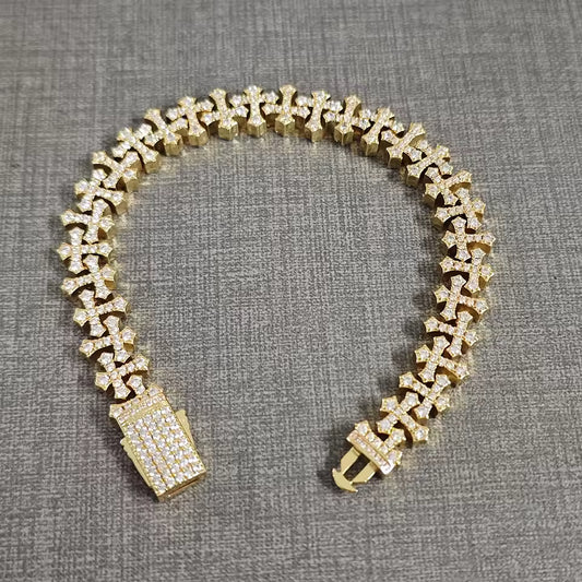 Iced-out Cross Link Chain & Bracelet