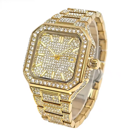 Iced Out Square Face Watch – Slim Bezel