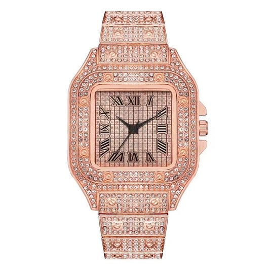 Iced Out Rose Gold Watch