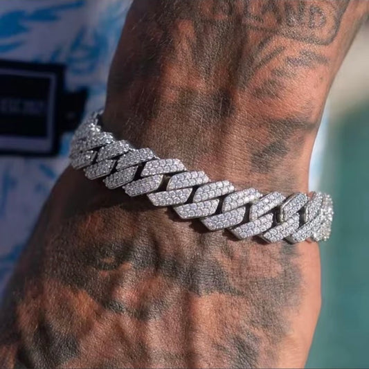 14MM Iced Prong Link Cuban Chain Bracelet