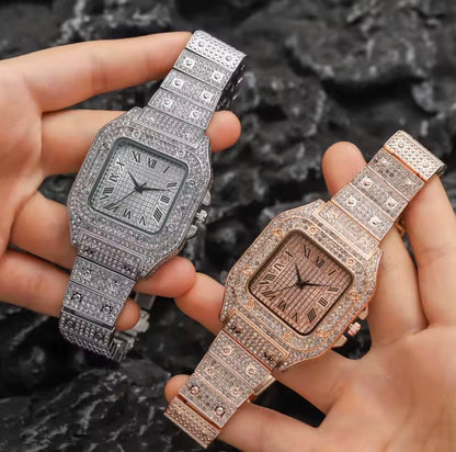 Iced Out Silver Watch