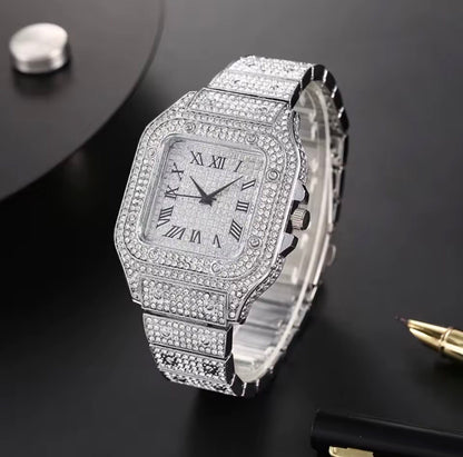 Iced Out Silver Watch