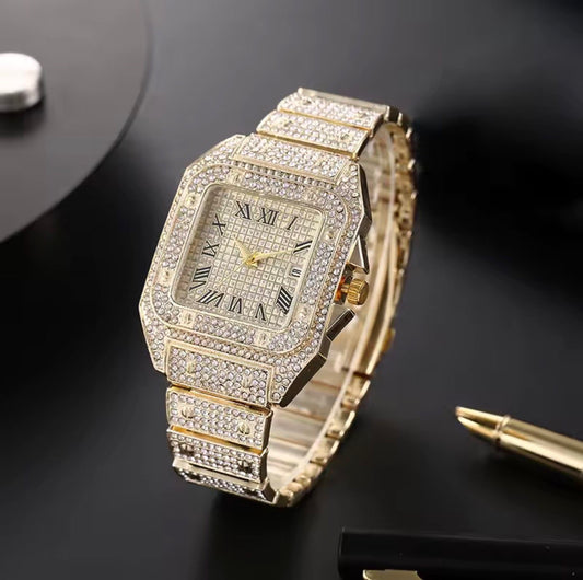 Iced Out Silver Watch