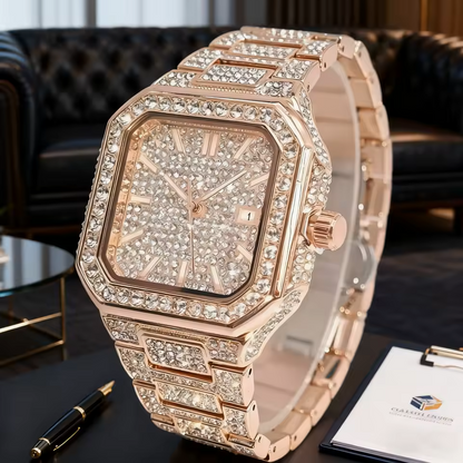 Iced Out Square Face Watch – Slim Bezel