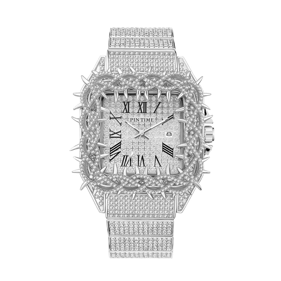 Spiked Face Iced Out Watch