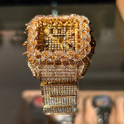 Spiked Face Iced Out Watch