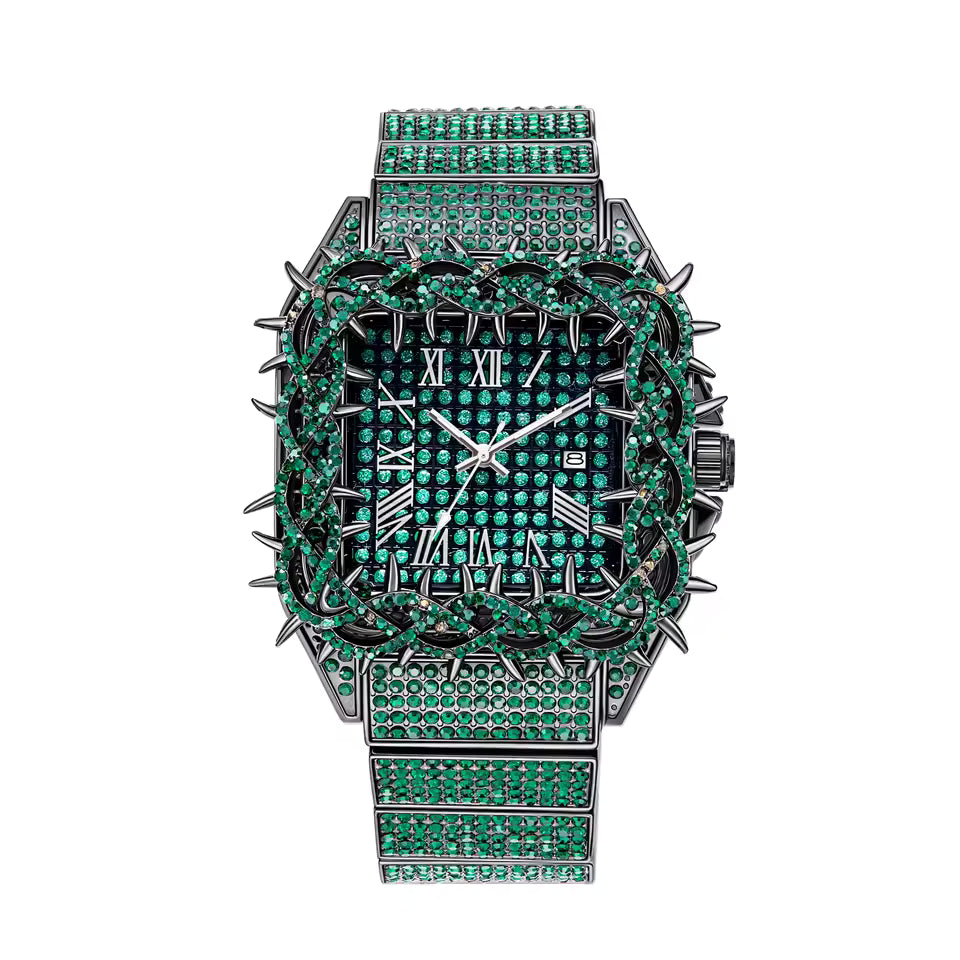 Spiked Face Iced Out Watch