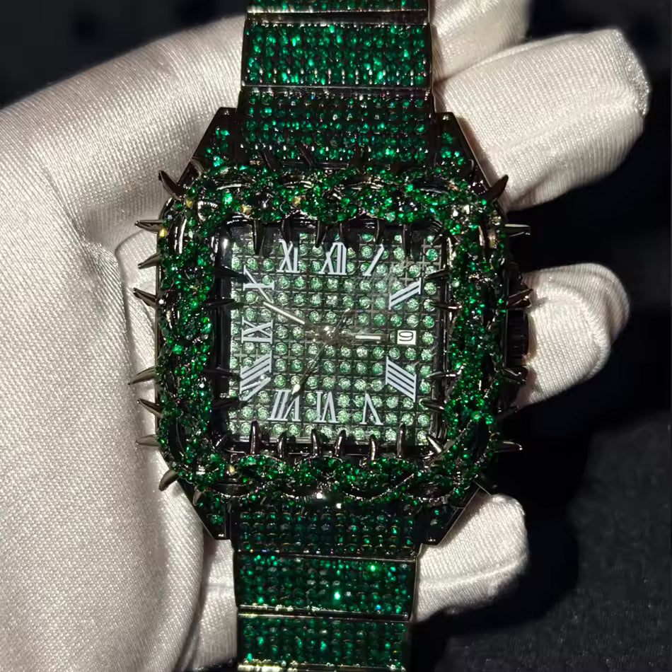 Spiked Face Iced Out Watch