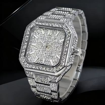 Iced Out Square Face Watch – Slim Bezel