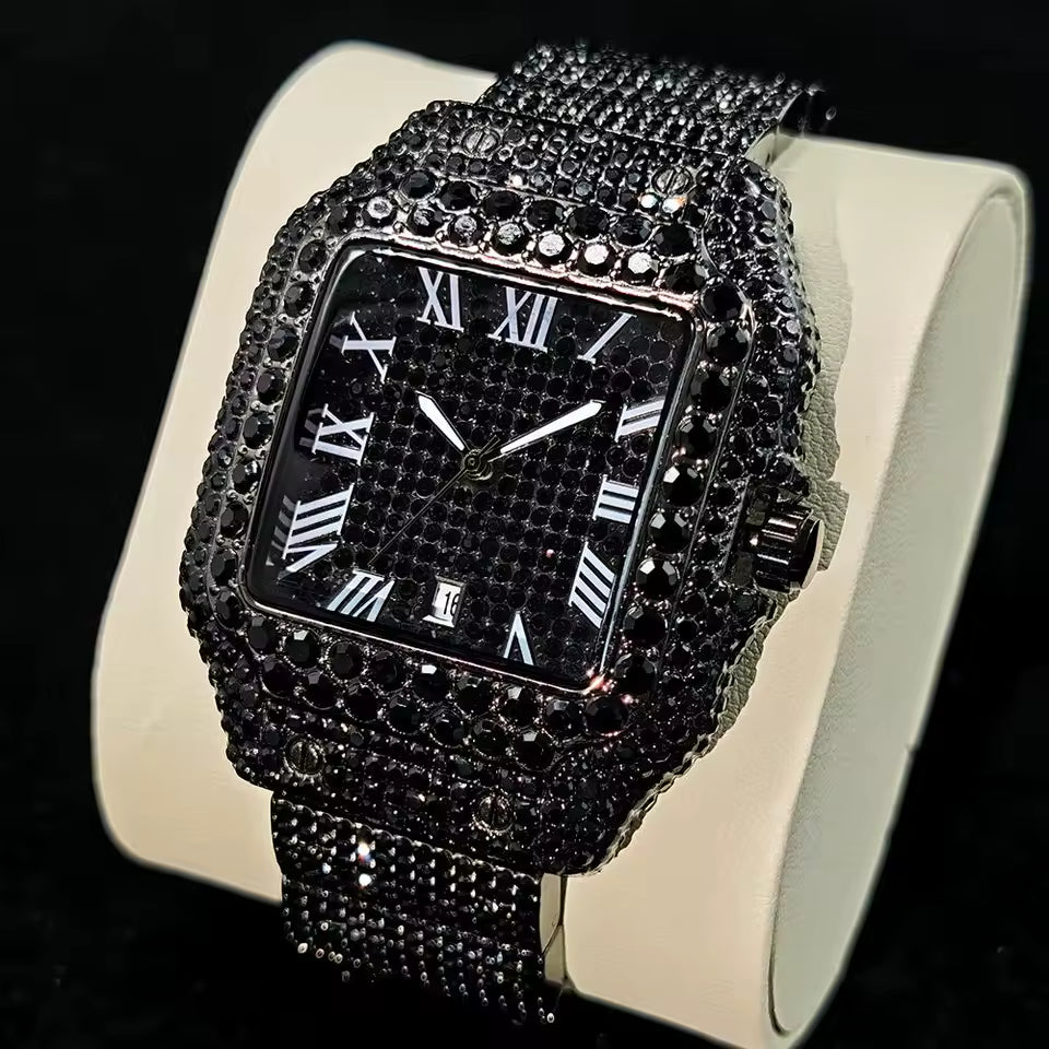Iced Out Square Face Watch – Thick Bezel