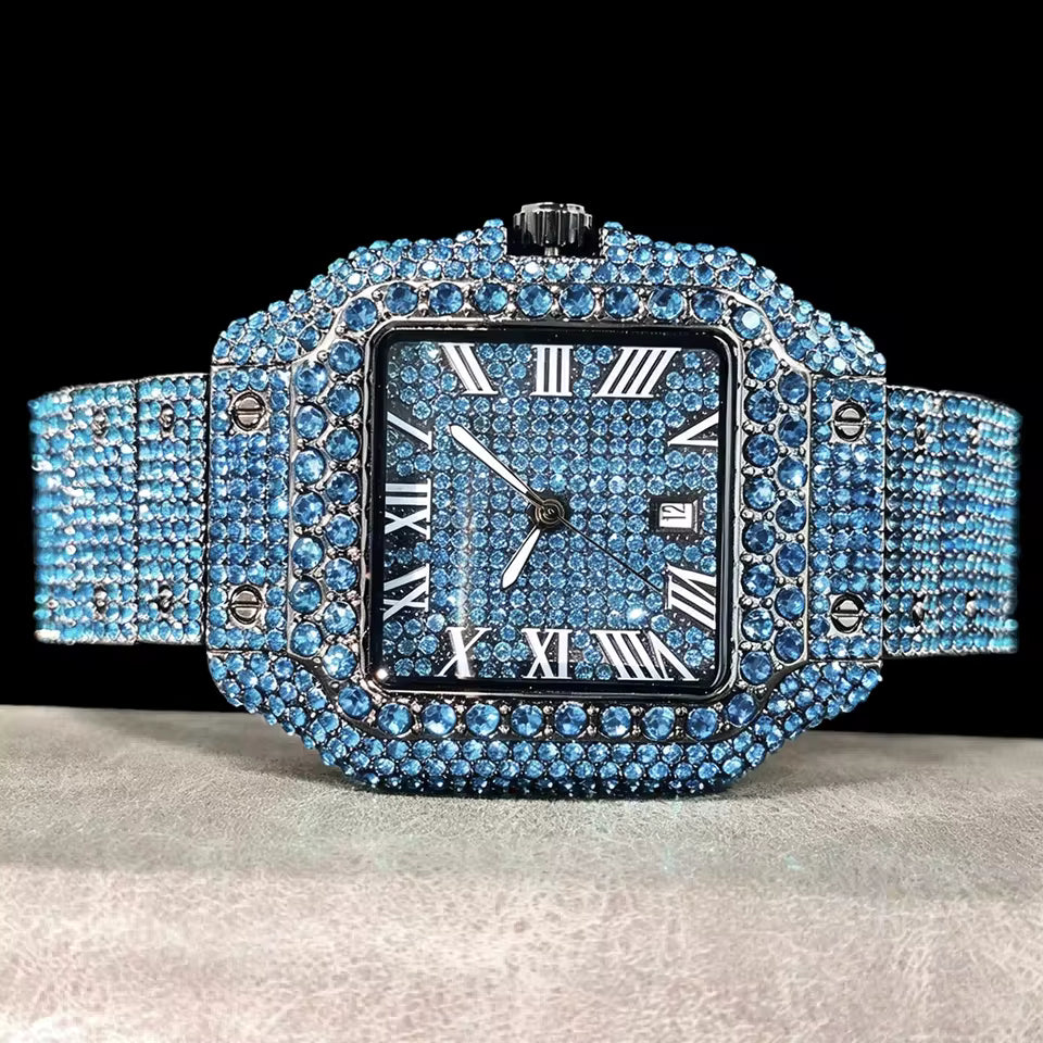 Iced Out Square Face Watch – Thick Bezel