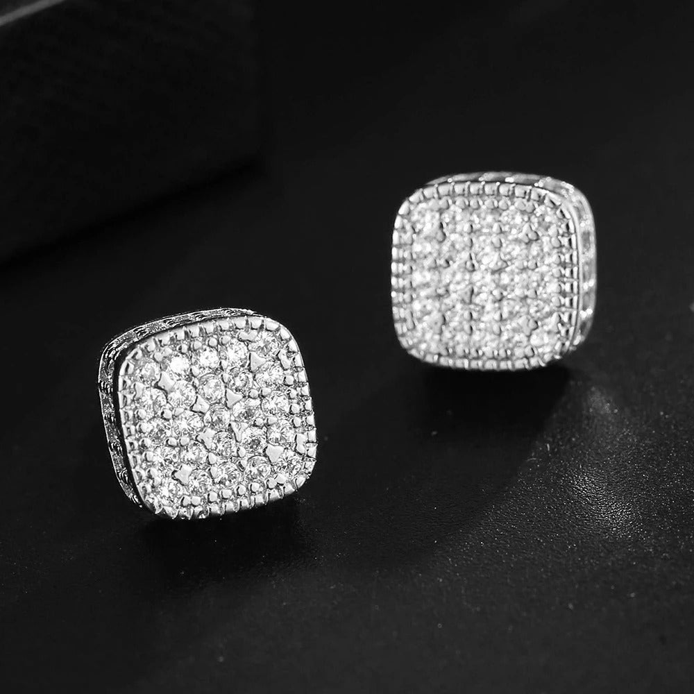 Cube Iced Out Earrings