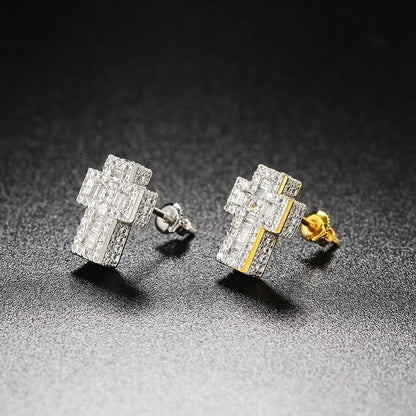 Iced Out Cross Earrings