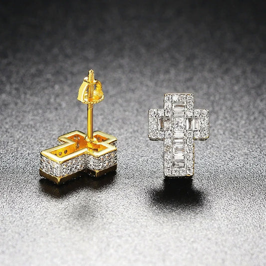 Iced Out Cross Earrings