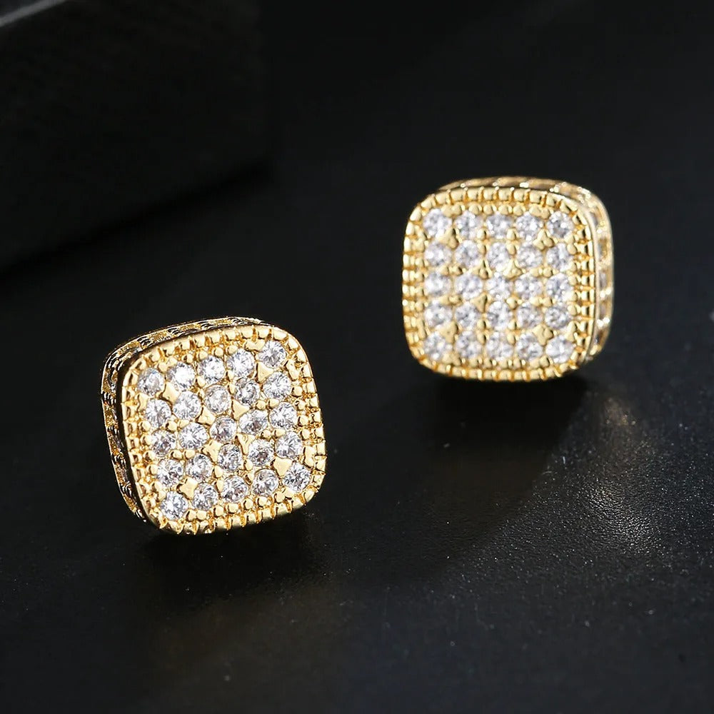 Cube Iced Out Earrings