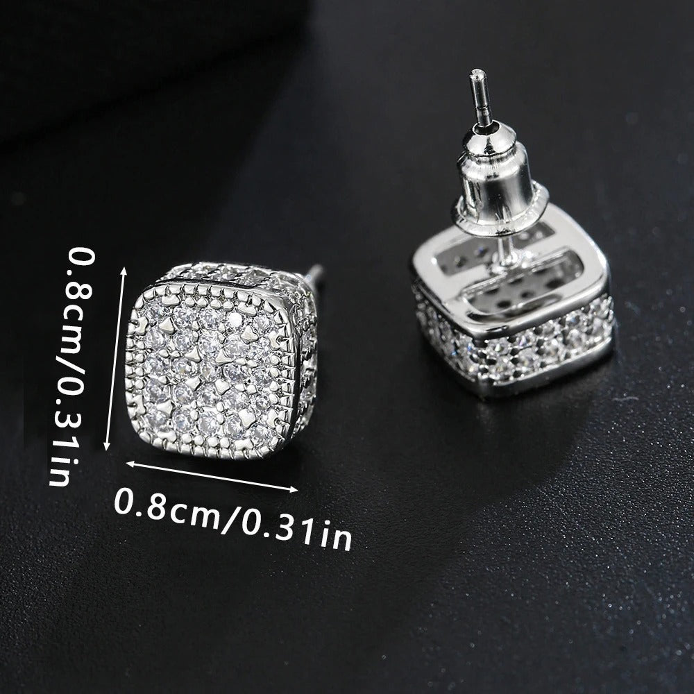 Cube Iced Out Earrings